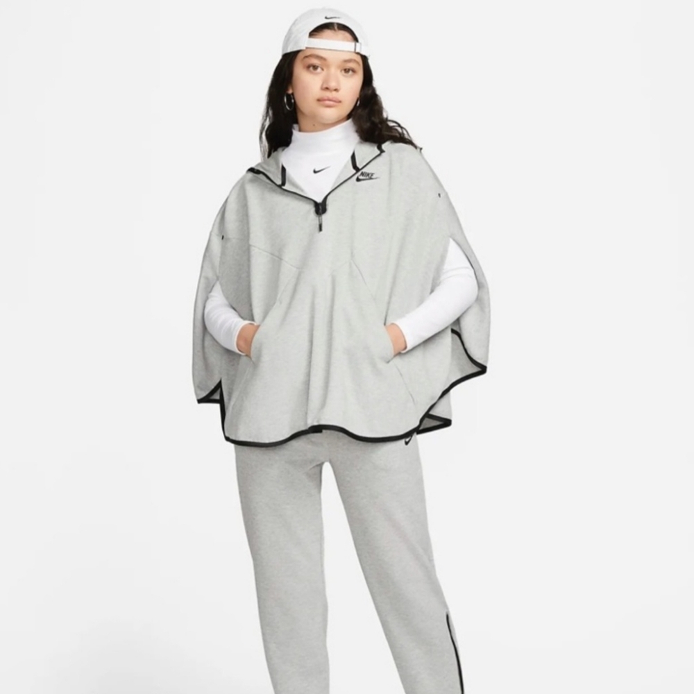 Nike Tech Fleece Oversized Poncho Sz Large Heather Grey DV5250-063 $140
